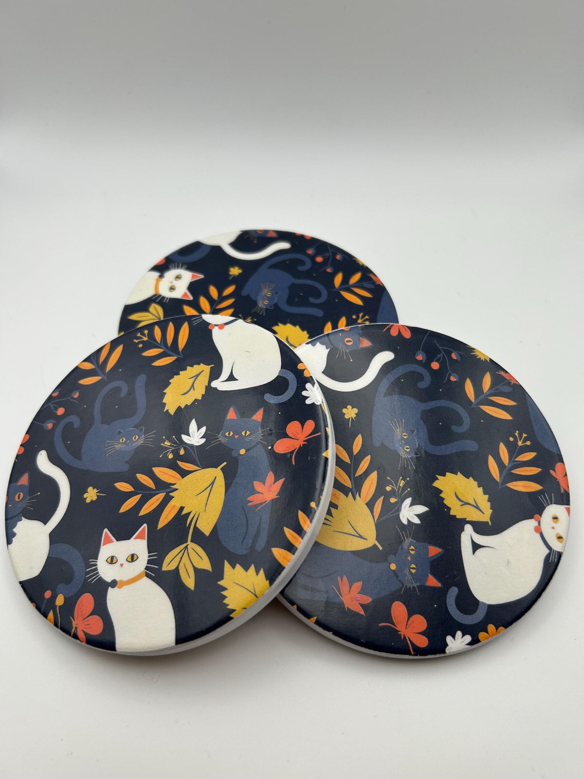 Ceramic Cat Coaster – Durable Kitchen Decor, Housewarming Gift - Set of 4