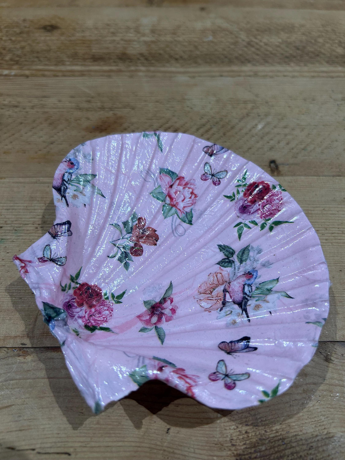 Floral Scallop Trinket Shell Ring Dish - Pink