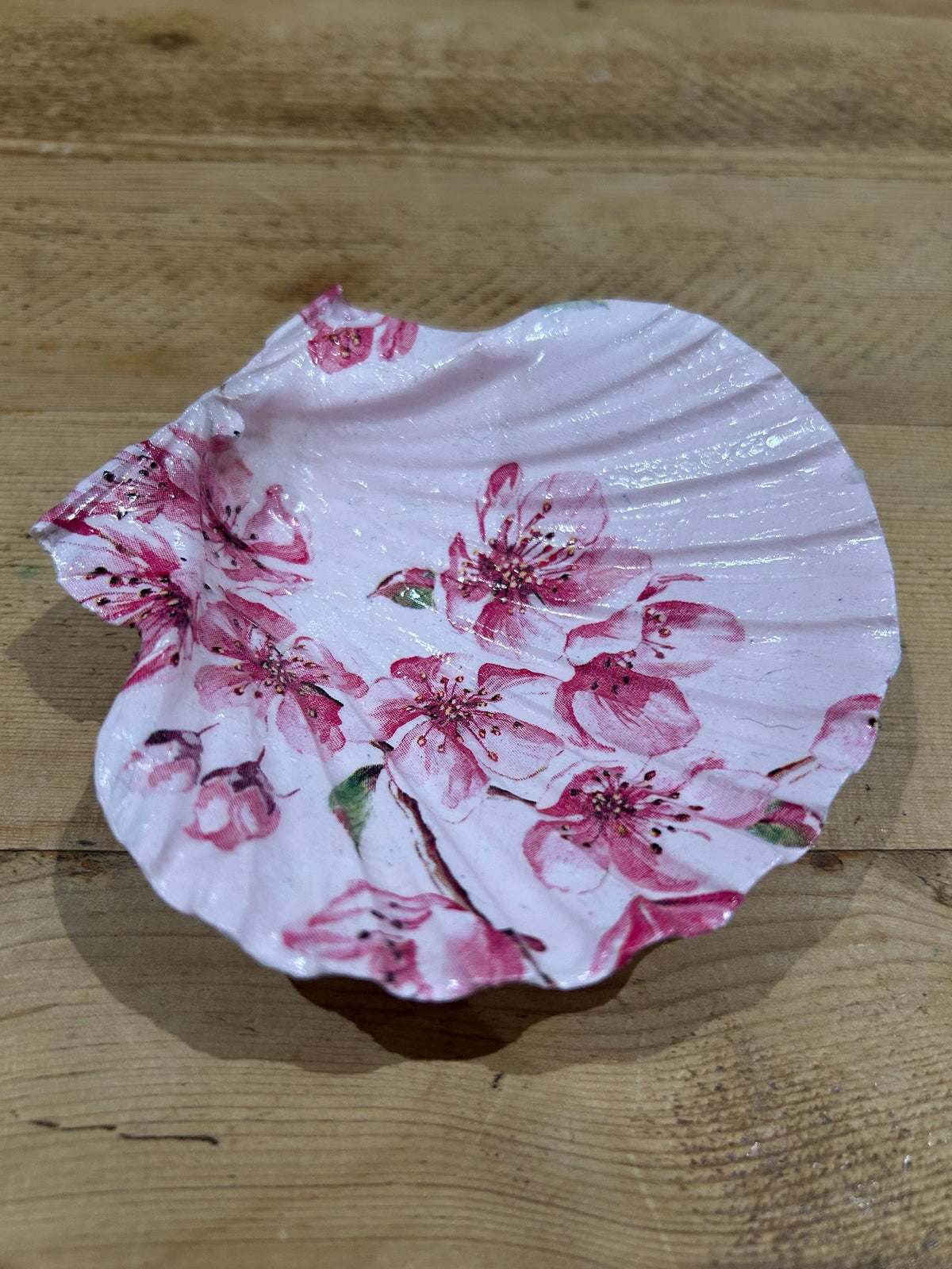Floral Scallop Trinket Shell Ring Dish - Pink