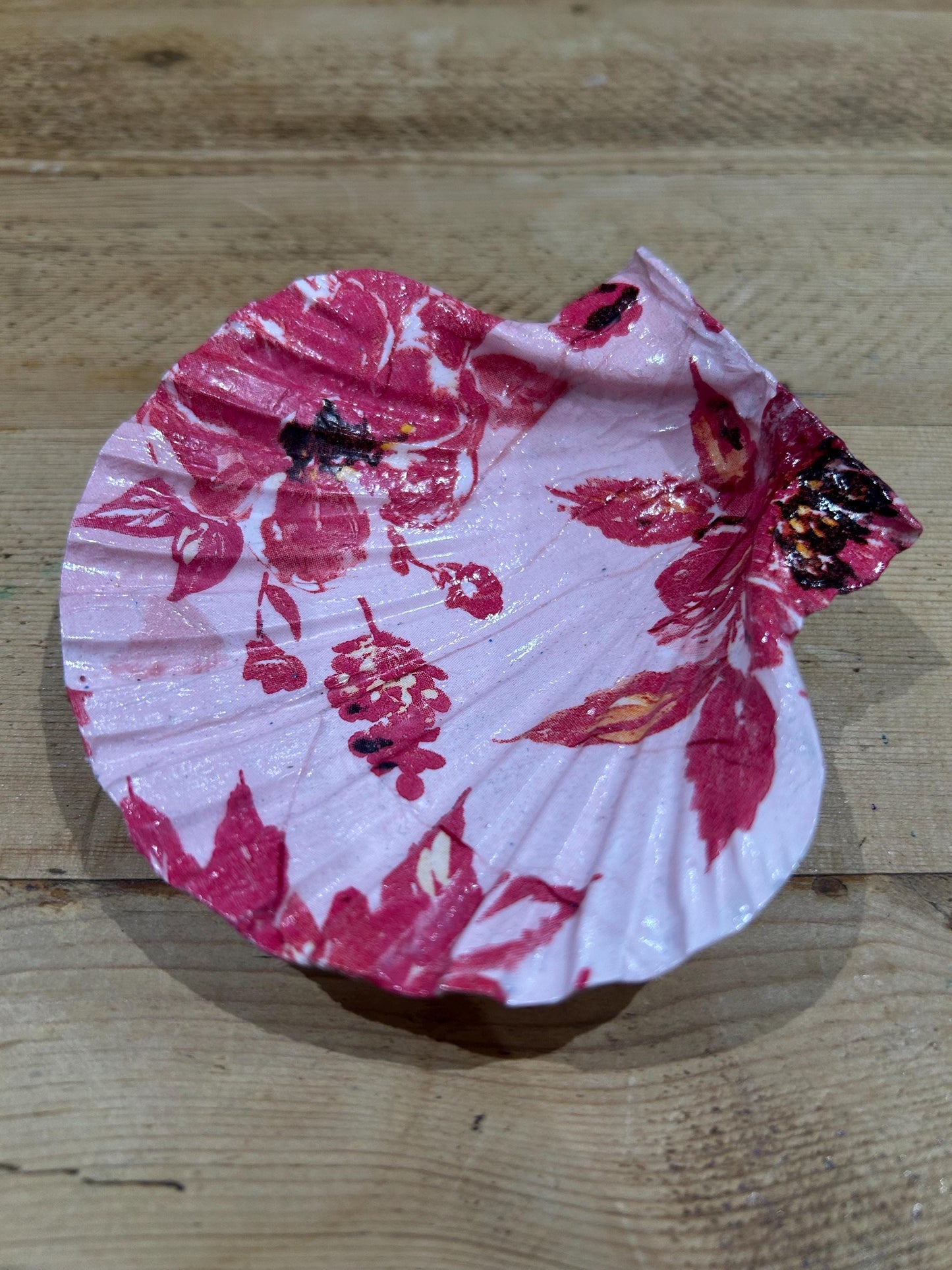 Floral Scallop Trinket Shell Ring Dish - Pink