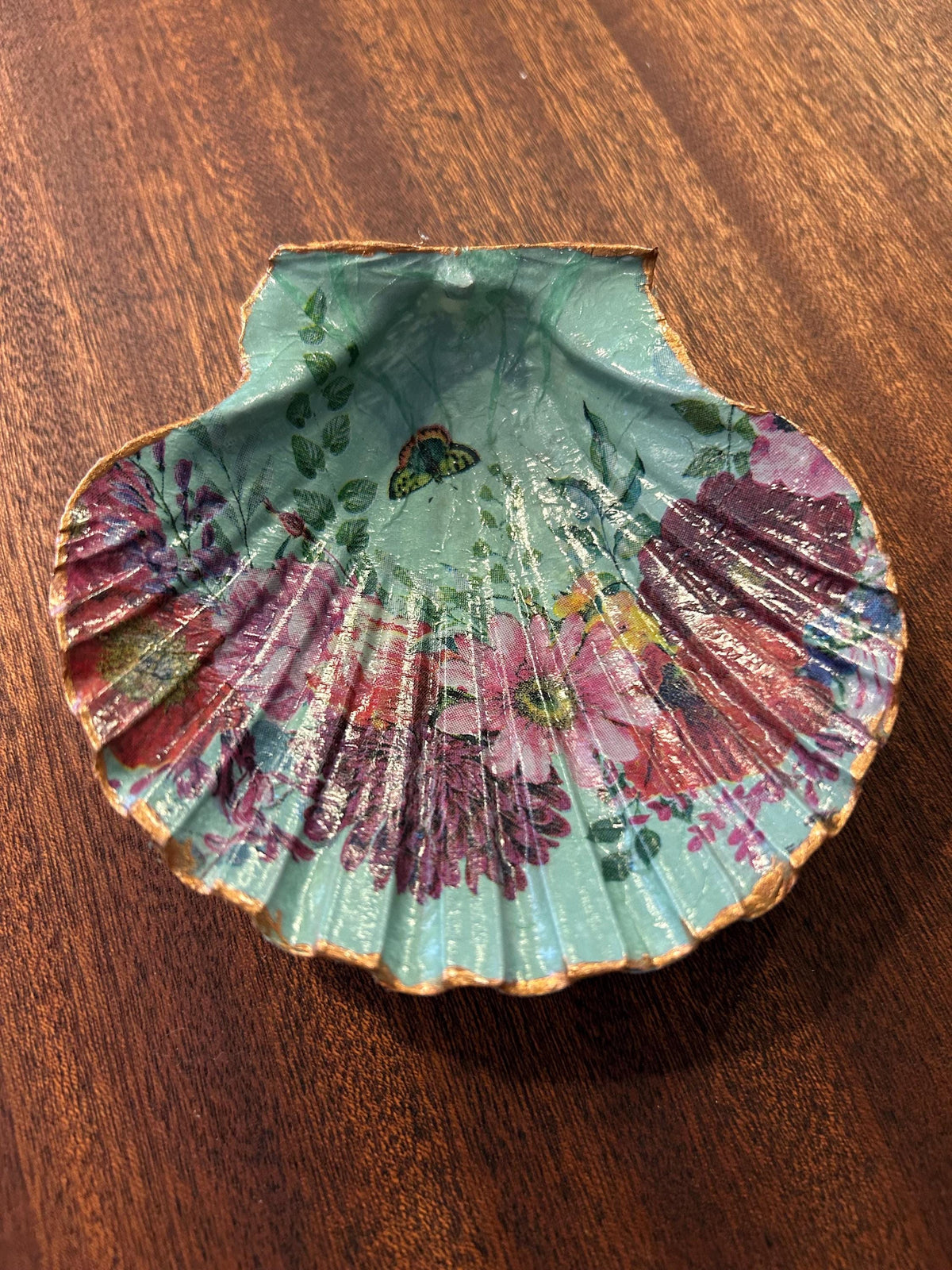 Floral Scallop Trinket Shell Ring Dish - Pale Blue