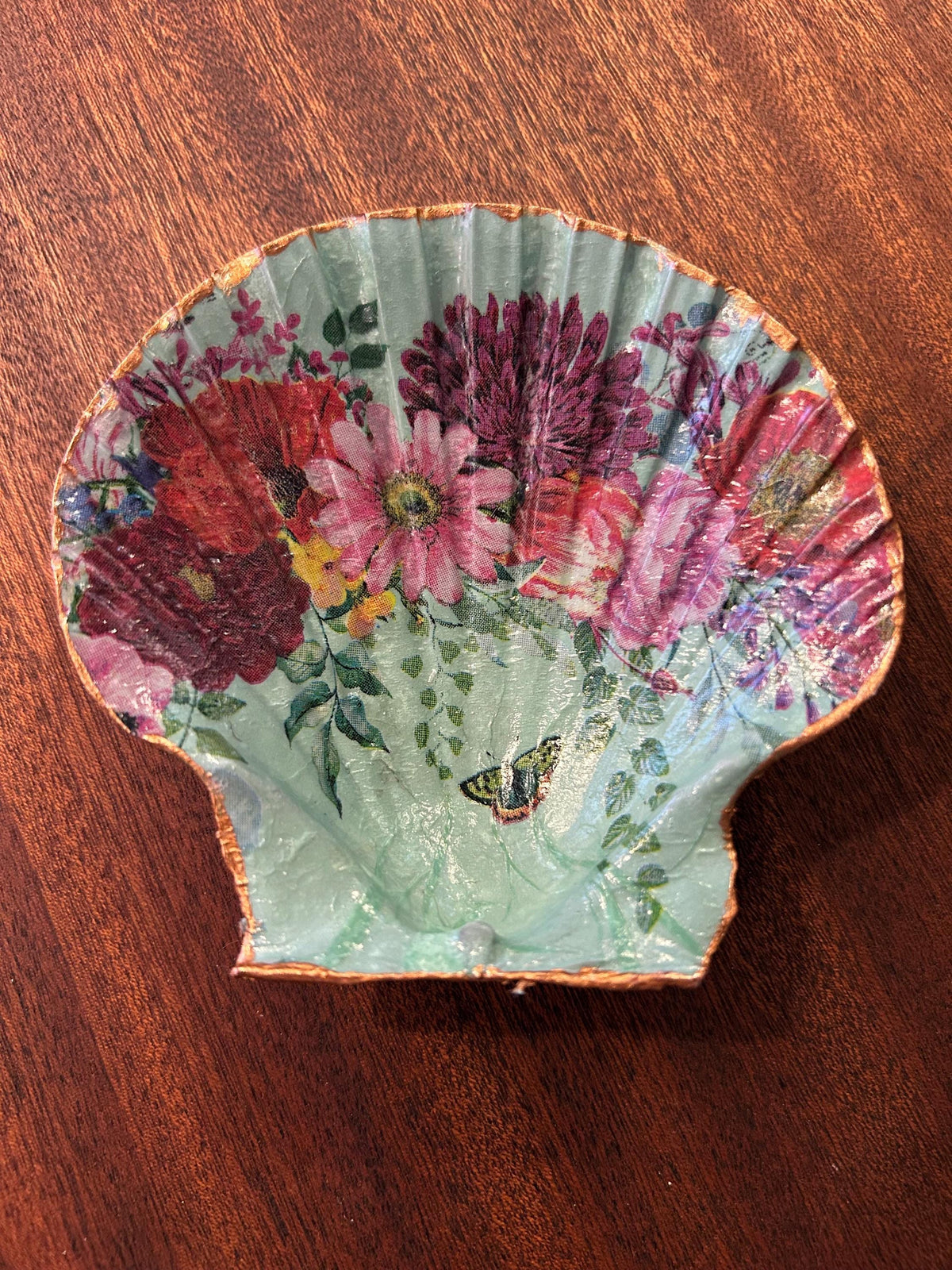 Floral Scallop Trinket Shell Ring Dish - Pale Blue