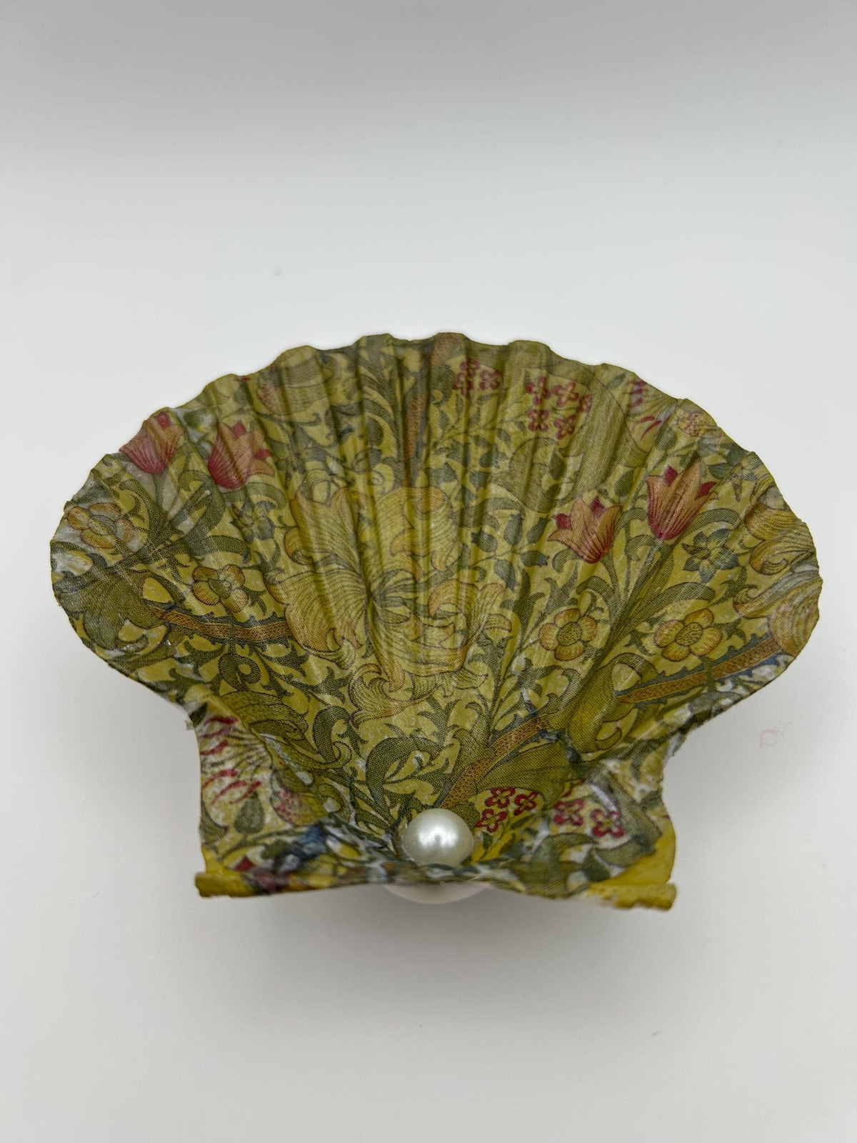 Floral Scallop Trinket Shell Ring Dish - Khaki