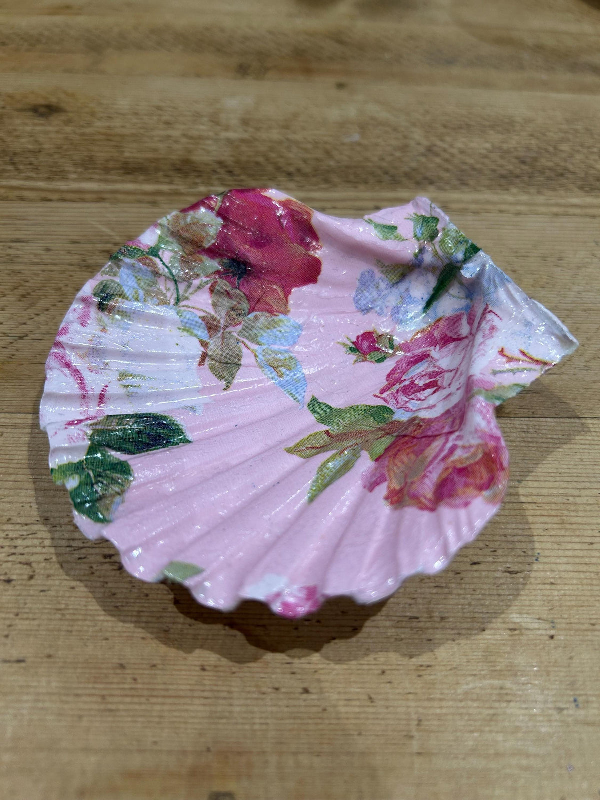 Floral Scallop Trinket Shell Ring Dish - Pink