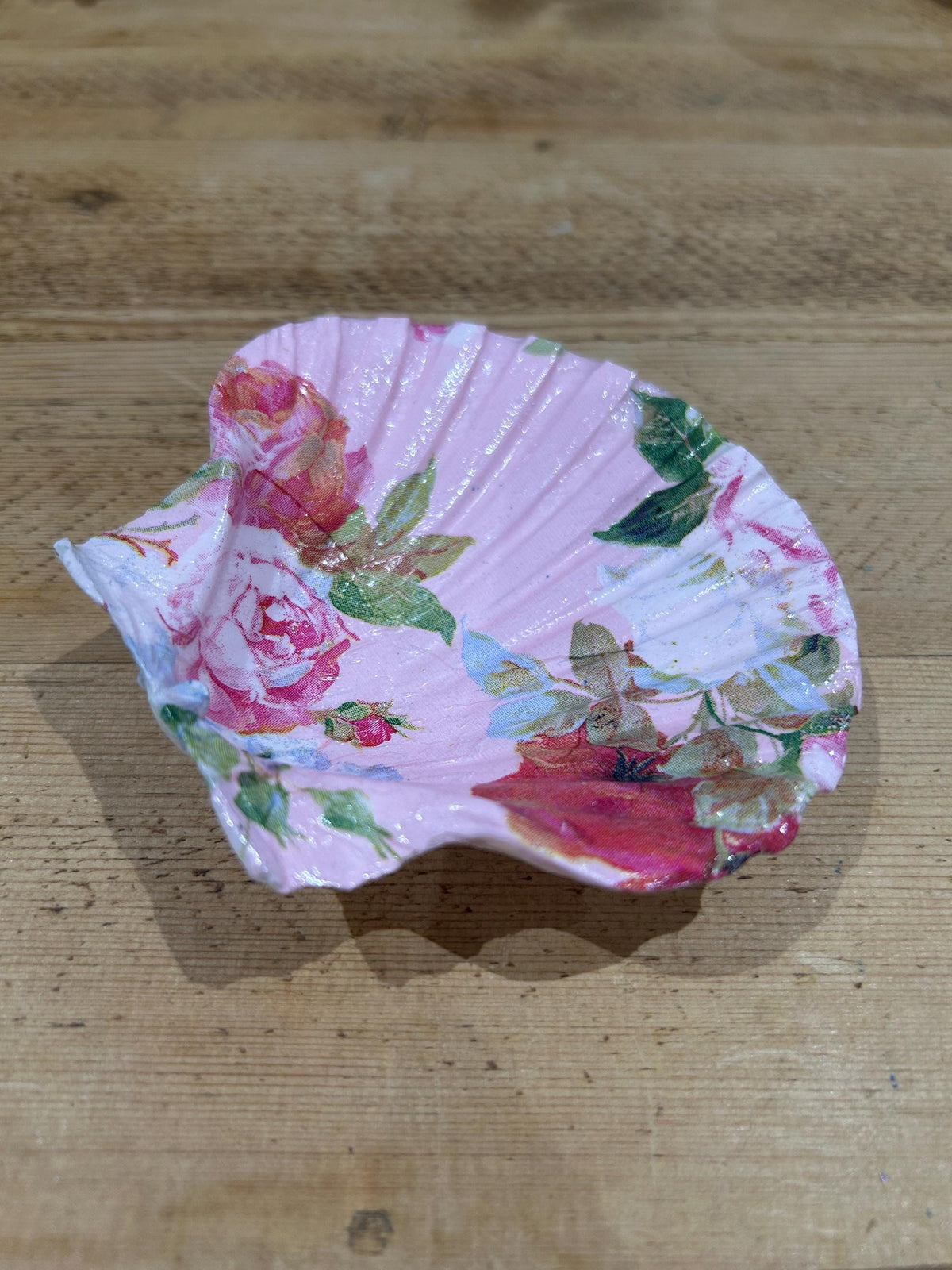 Floral Scallop Trinket Shell Ring Dish - Pink