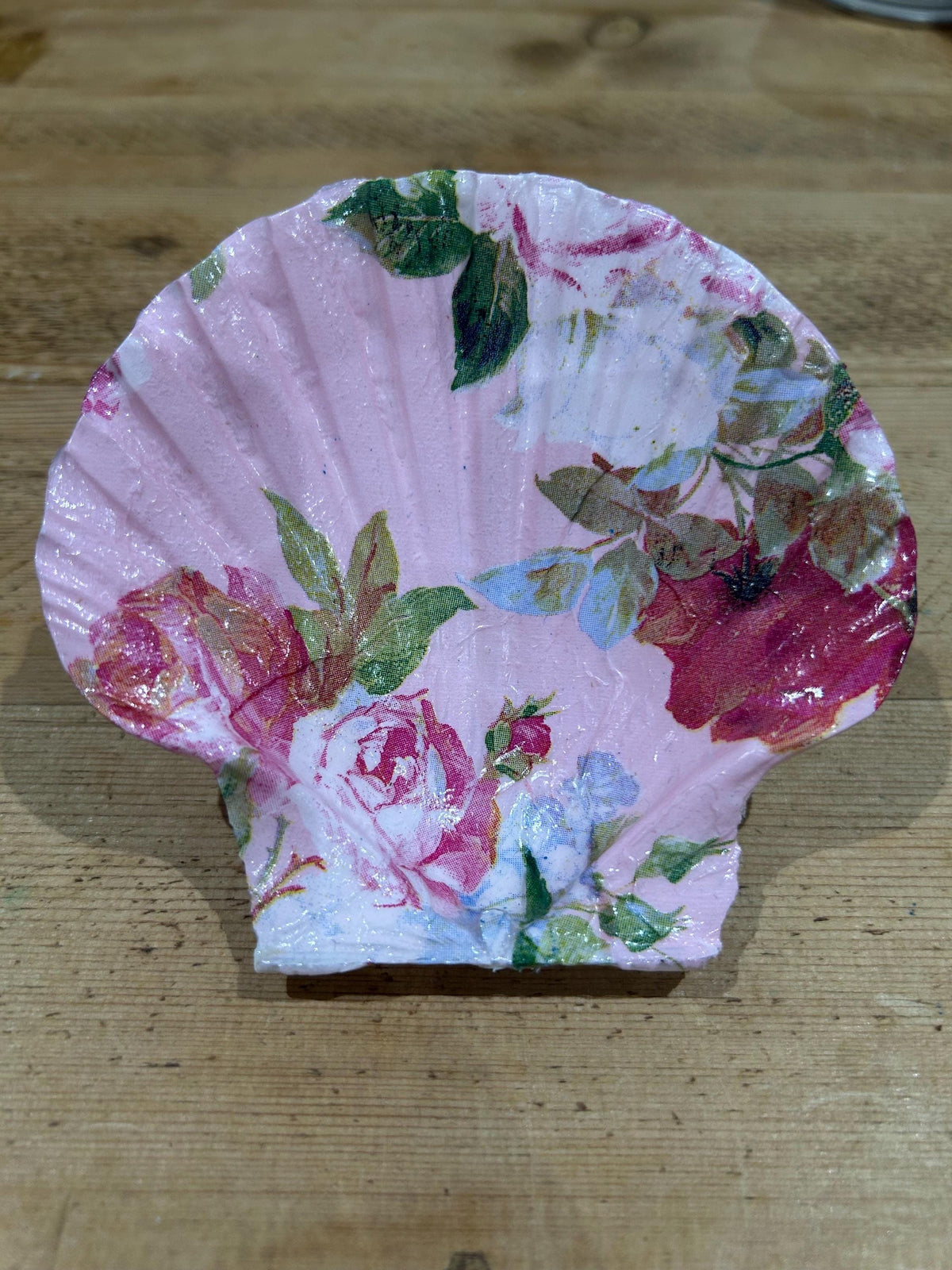 Floral Scallop Trinket Shell Ring Dish - Pink