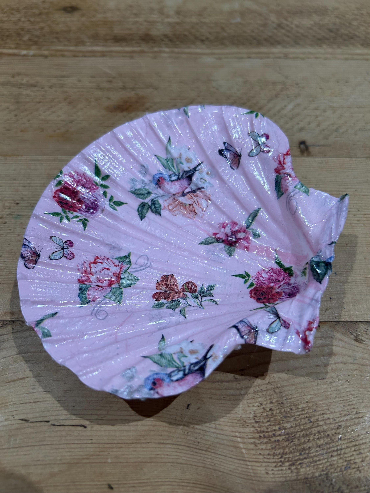 Floral Scallop Trinket Shell Ring Dish - Pink