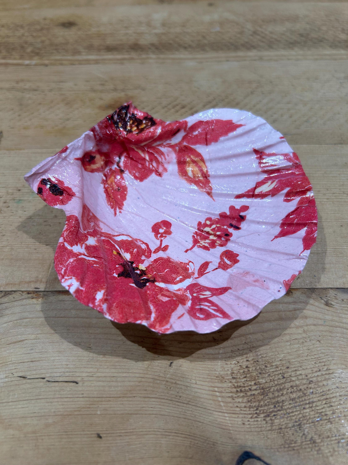 Floral Scallop Trinket Shell Ring Dish - Pink