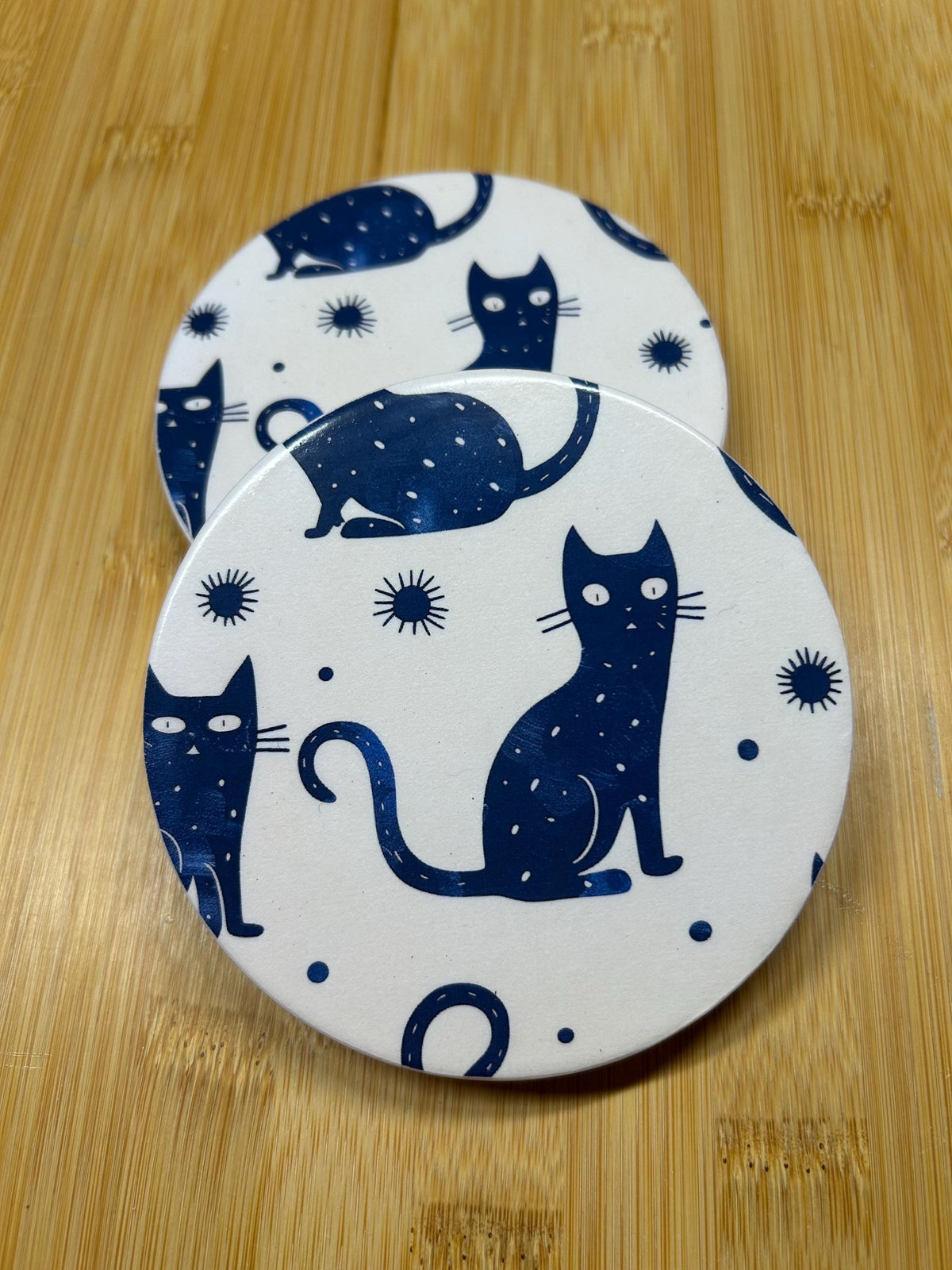 Ceramic Cat Coaster – Modern Kitchen Decor, Housewarming Gift - Set of 4