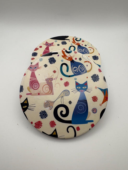 Ceramic Cat Coaster – Modern Kitchen Decor, Housewarming Gift - Set of 4