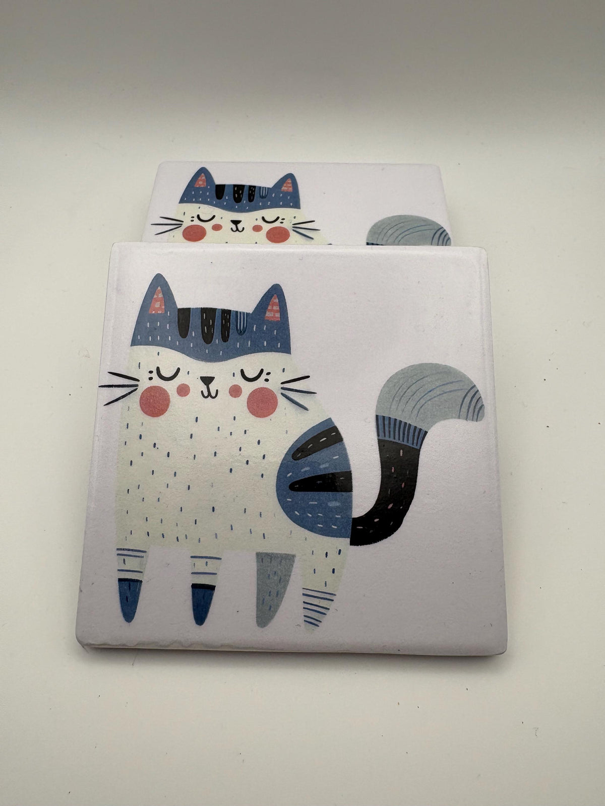 Ceramic Cat Coaster – Modern Kitchen Decor, Housewarming Gift - Set of 4