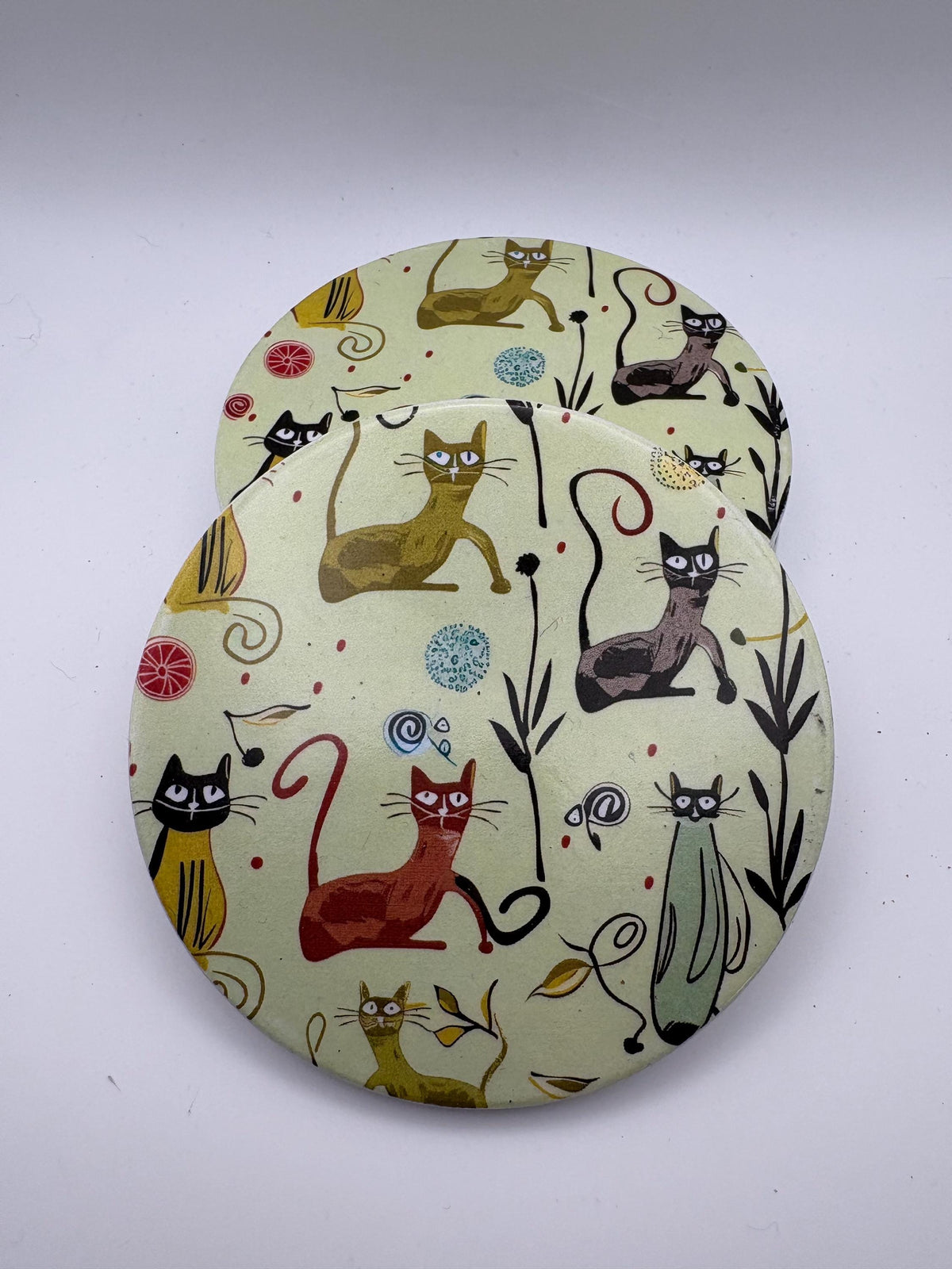 Ceramic Cat Coaster – Protective Varnish, Modern Kitchen Decor - Set of 4