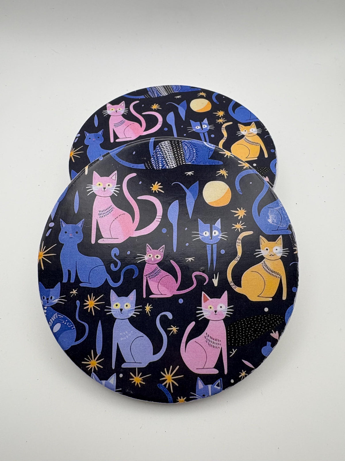 Ceramic Cat Coaster – Protective Varnish Drink Coaster – Modern Kitchen Decor - Set of 3