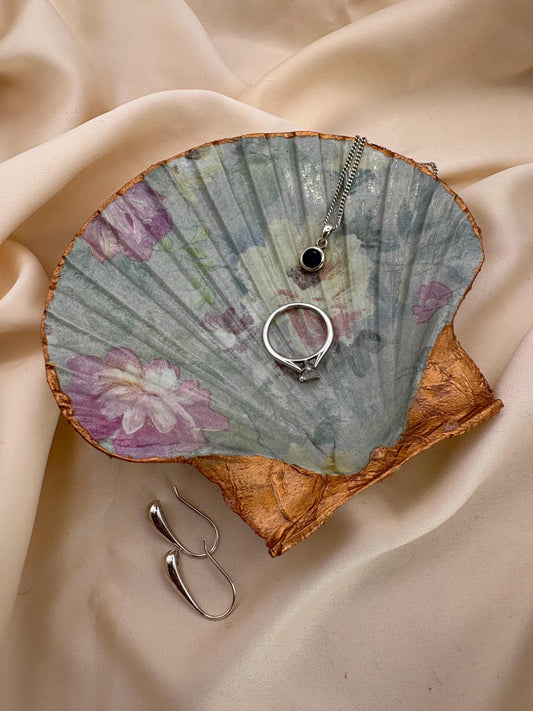 Floral Scallop Trinket Shell Ring Dish - Pastel
