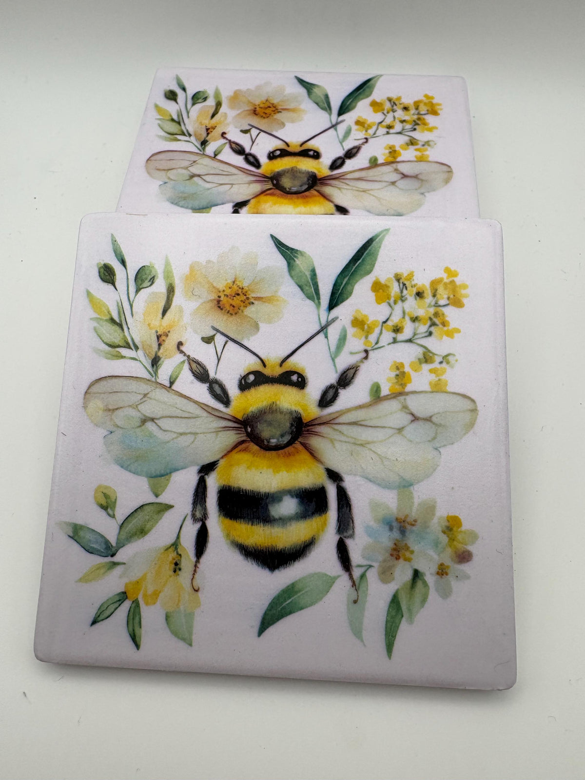 Ceramic Bee Coaster – Modern Kitchen Decor, Drinks Mat (Set of 2)