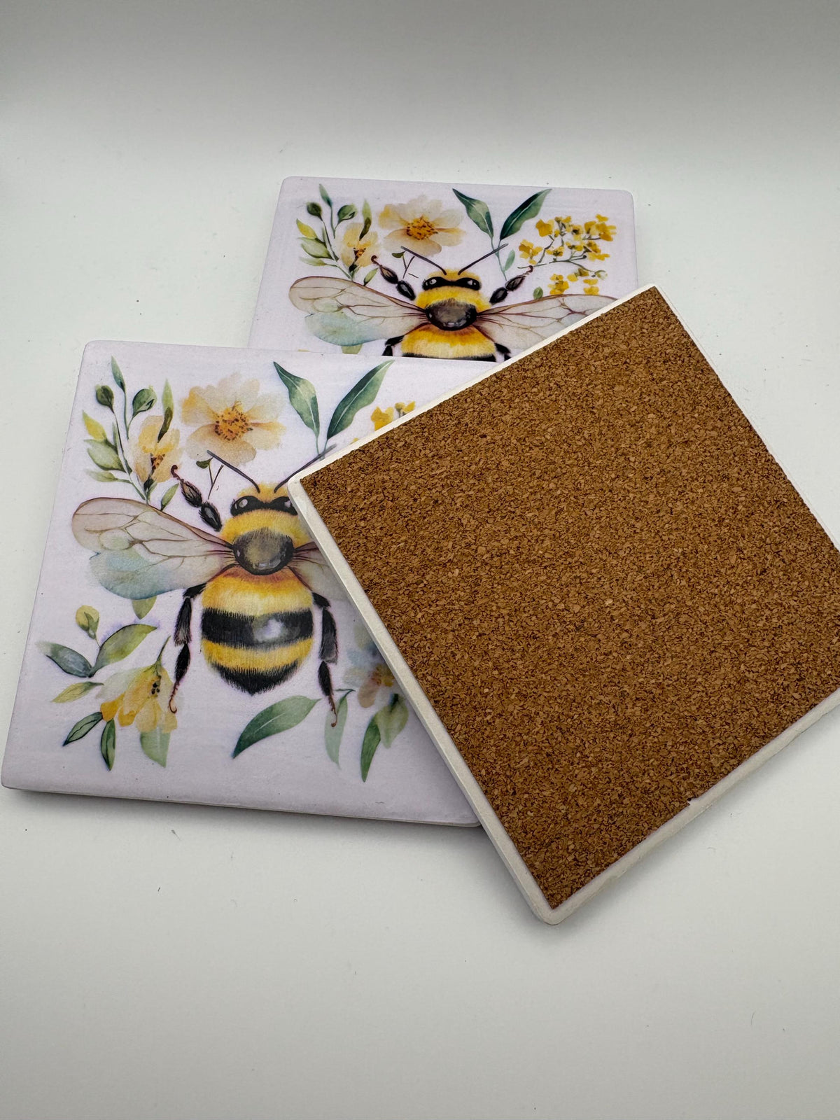 Ceramic Bee Coaster – Modern Kitchen Decor, Drinks Mat (Set of 2)