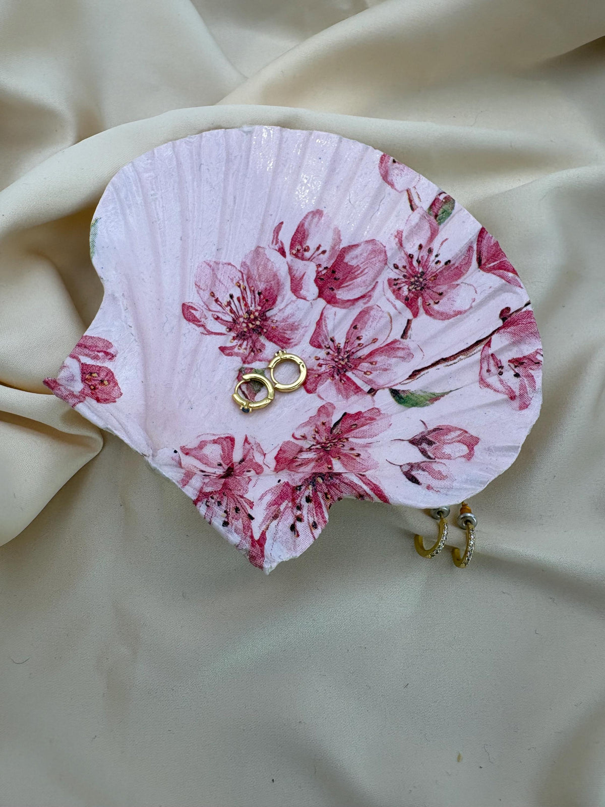 Floral Scallop Trinket Shell Ring Dish - Pink